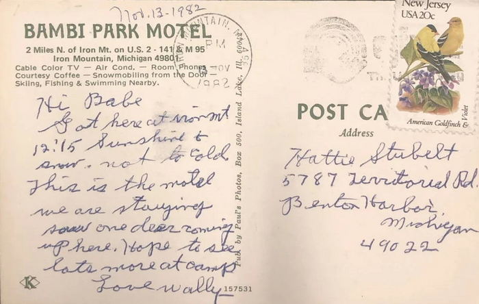 Woodlands Motel (Bambi Park Motel) - Old Post Card (newer photo)